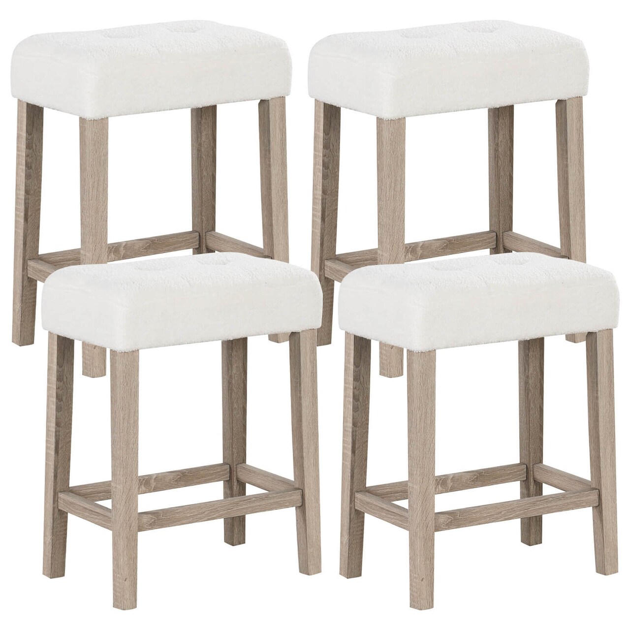 Costway Counter Height Bar Stools Set of 2/4 with Rubber Wood Legs Footrest Modern for Home